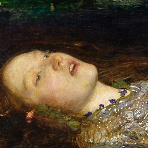 preraphaelist: hidden details in millais’ ophelia:  a robin perched on a branch in the up