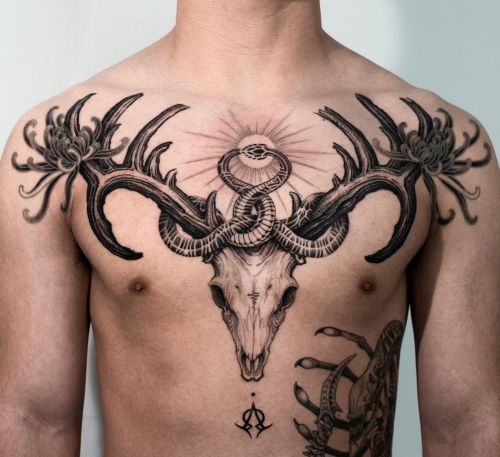ig: arang_eleven blackw;chest;deer;flower;skull;snake