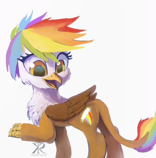 rainbowfeatherreplies:  > How do you mean? The clubhouse or your cutie mark? “What do you mean? I don’t have a cutie mark. Are you making fun of me? I’m a griffon, I can’t get a cutie…” Feather notices her flank. “A CUTIE