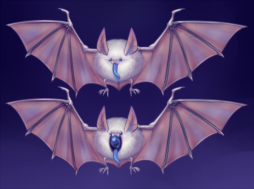 derekhetrickart:  Was playing around with Emilia’s little shapeshifting eldritch pet friend. Decided to give it a little poofy bat form.   cute little bat deamon~ <3