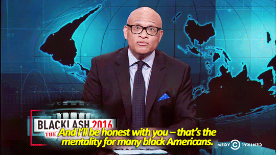 odinsblog:  sandandglass:  Larry Wilmore responds to Jeb Bush’s suggestion that African Americans vote Democrat because they want free stuff  Jeb Bush literally equated the black Civil Rights movement, Gay rights and feminism to unwarranted “victim
