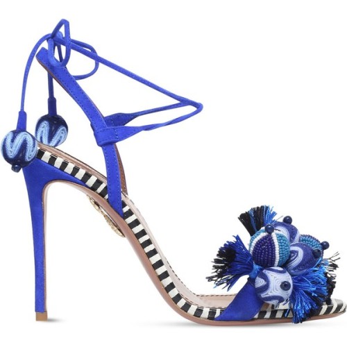 Aquazzura Tropicana suede heeled sandals ❤ liked on Polyvore (see more leather upper shoes)