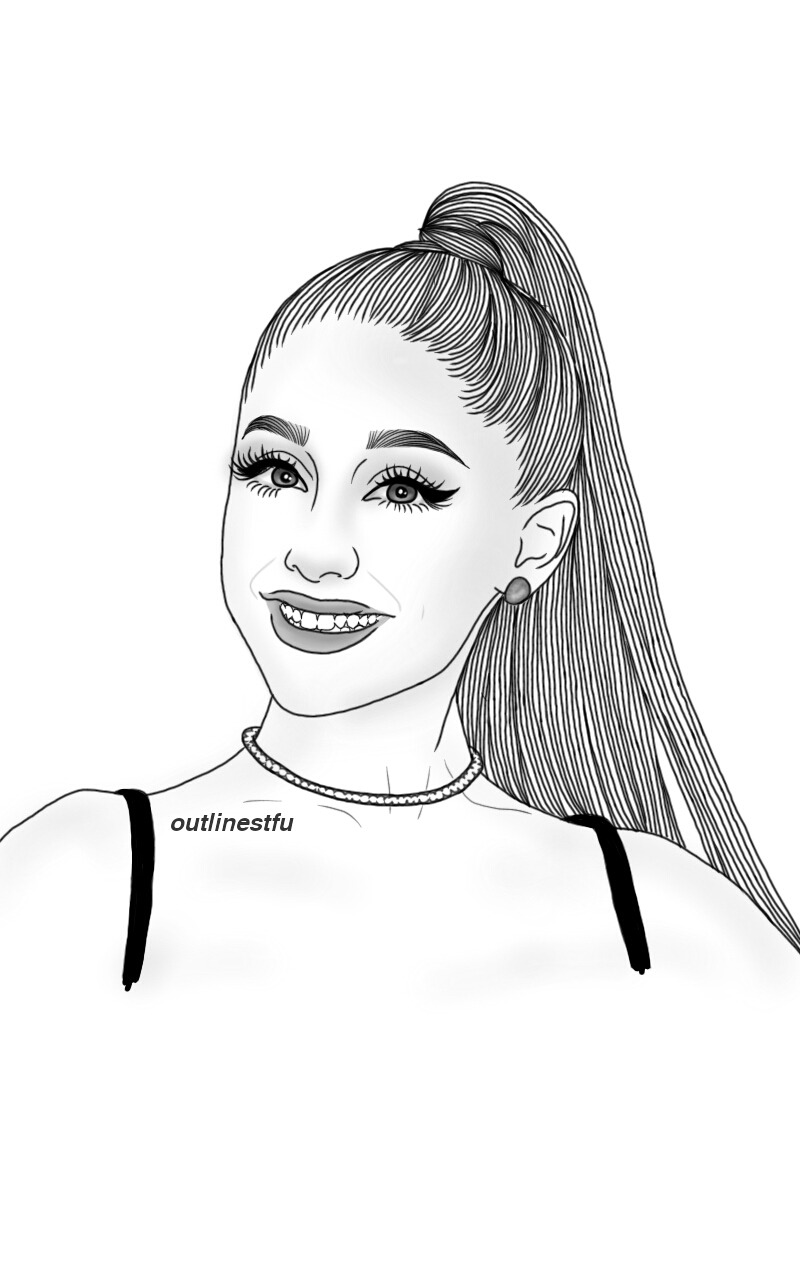 Ariana Grande Outline Sketch - Qiana Wallpaper