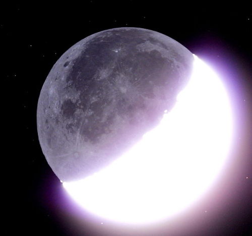 nightmarebeforewilson:  Earthlight  “Earthlight is the partial illumination of the dark portion of the moon’s surface by light reflected from the Earth and from the Earth’s airglow. It is also known as Earthshine [or] Planetshine, the Moon’s