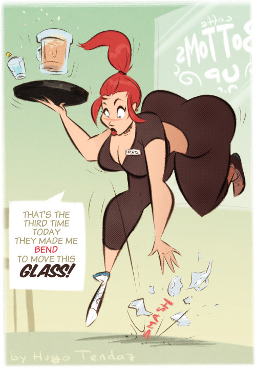   Red - Glass Smash - Cartoon PinUp Sketch Commission  In Bottoms Up every day more then one glASS get SMASHED! :D  It’s a commission for    Server-Red who asked for his OC Red, who’s a waitress in a bar simply called - Bottoms Up :)If you