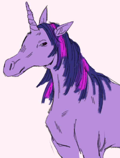 doodle of Twilight Sparkle as a realistic horse
