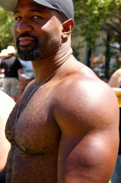 Hairy chest, legs,Beard and Mustache.