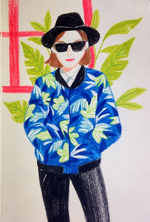 Street fashion people drawing with colorpencil illustrated by Zipcy 