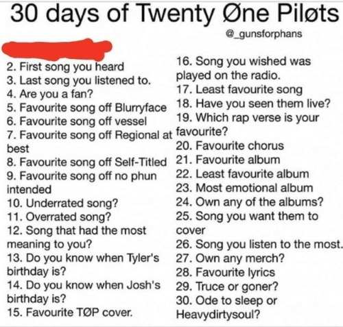 10. Underrated song is stressed out because all the hard core fans are always like oh you like stres