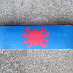 The underside of one of the skateboard decks