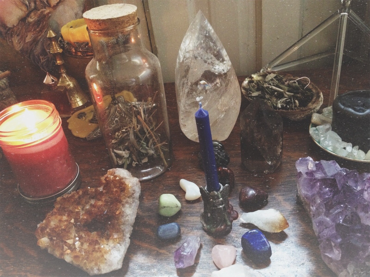 newmoongoddess:  Today’s Altar setup~ Truth Be Told, Love &amp; Honour Shine