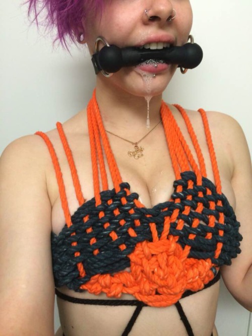 miniature-minx:  I like being a gagged drooly baby for Daddy in my ropes c: •do not remove caption• 