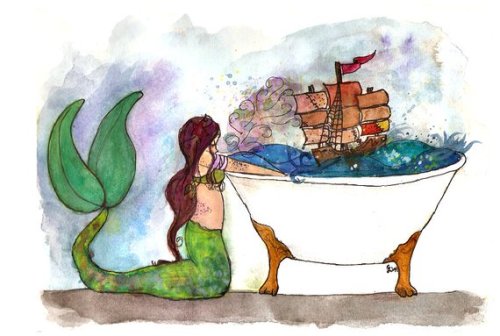 Mermaid Art Print //LittleShopofArt