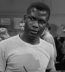wehadfacesthen:Sidney Poitier as Gregory Miller in The Blackboard Jungle  (Richard Brooks, 1955), hi