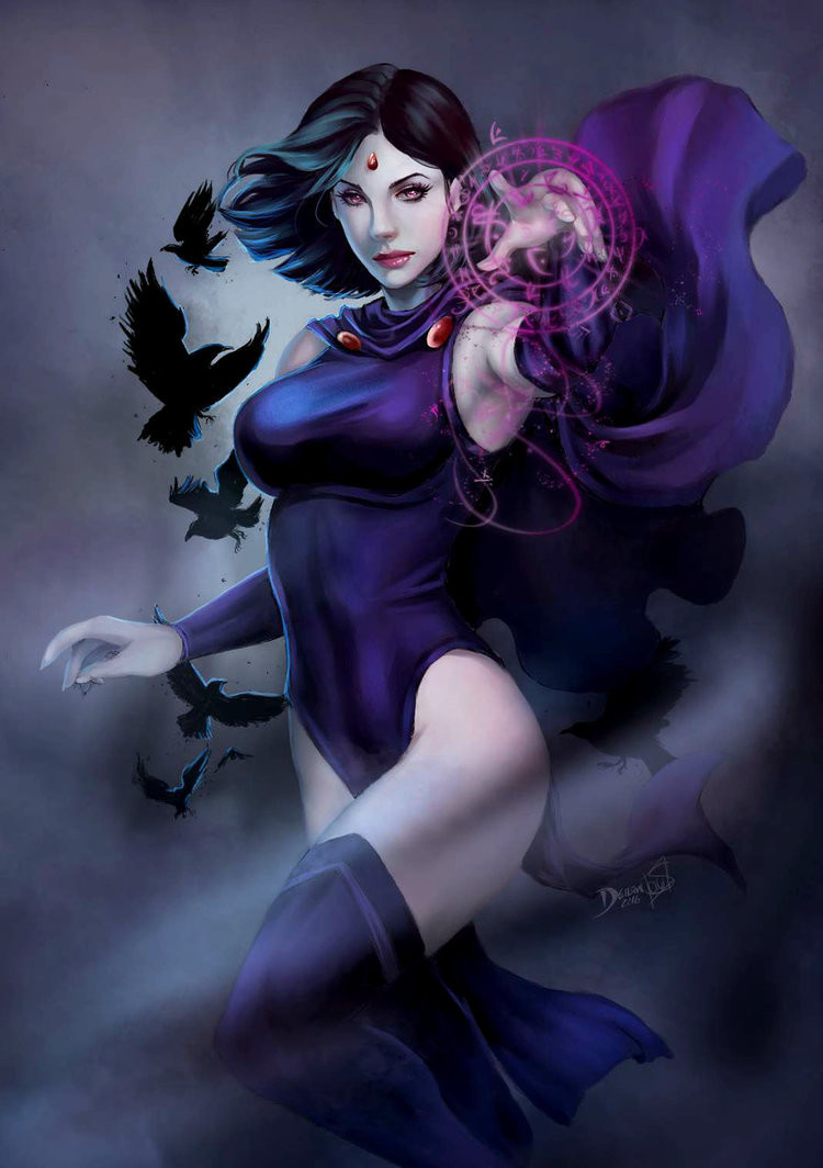 league-of-extraordinarycomics:Starfire &amp; Raven by  Sarah Christina
