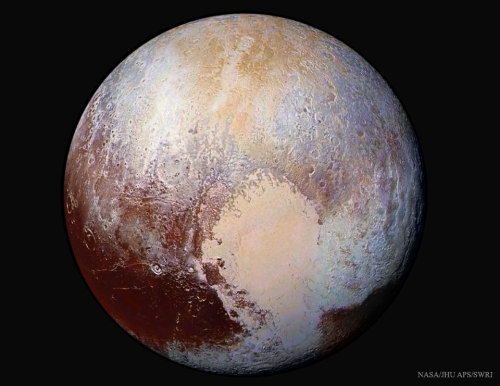 canadian-space-agency:Pluto in Enhanced Color Image Credit: NASA, Johns Hopkins Univ./APL, Southwest