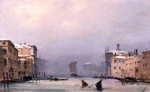 Snow and Fog on the Grand Canal, Ippolito Caffi, ca. 1840