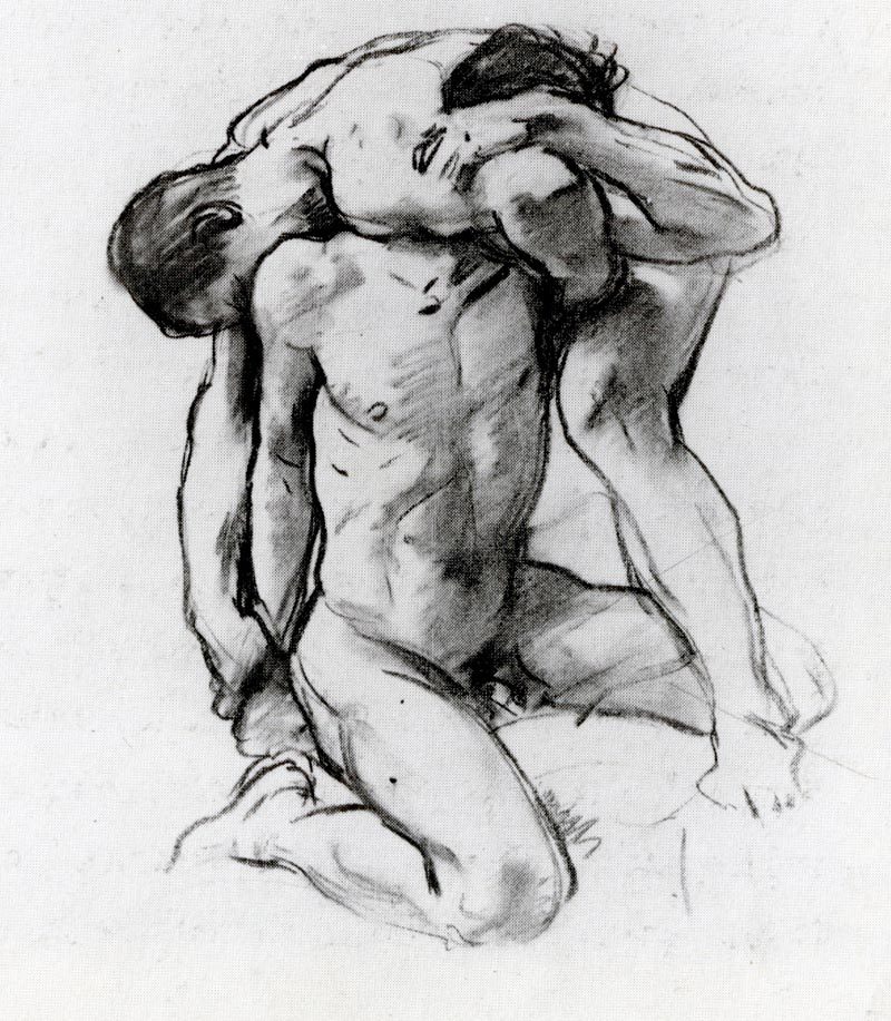 artist-sargent: Male Nudes Wrestling, John Singer Sargent Medium: charcoalhttps://www.wikiart.org/en/john-singer-sargent/male-nudes-wrestling