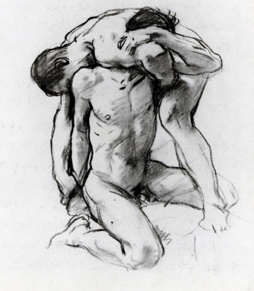 artist-sargent: Male Nudes Wrestling, John Singer Sargent Medium: charcoalhttps://www.wikiart.org/en/john-singer-sargent/male-nudes-wrestling 