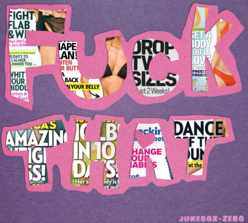 lacigreen:  jukebox-zero:  Made from weight loss ads on magazine covers  