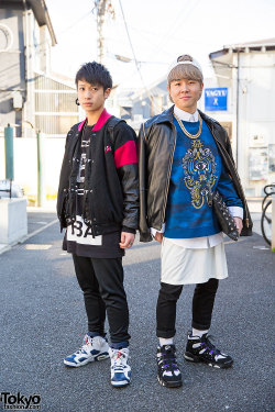 Tokyo-Fashion:  Wataru (22) And Hirotaro (21) On The Street In Harajuku Wearing Fashion