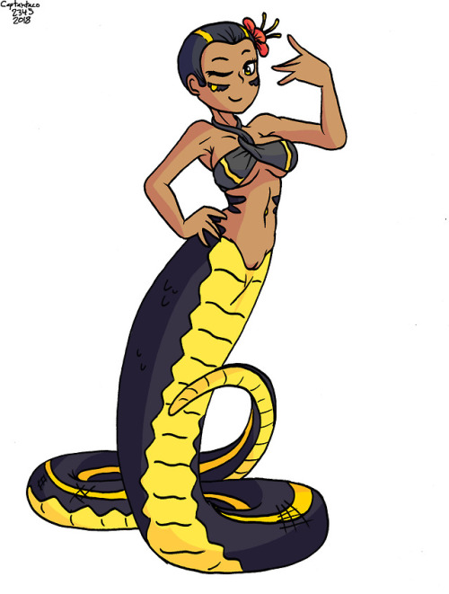 My part of an art trade with @h-wares. They asked me to draw their adorable lamia OC, Gardi. I need to draw more cute sneks. 