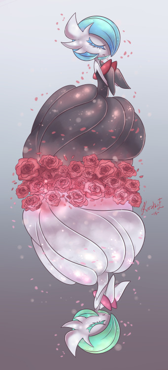 professor-maple-art:eviart:Day 22, favorite mega evolution pokemon; Mega Gardevoir Gaaaah Mega Gardevoir ~ So pretty, love love love X) They made a pretty pokemon even more beautiful. *Q* Drew them on a mirrored bed of roses. <3  <3  <3