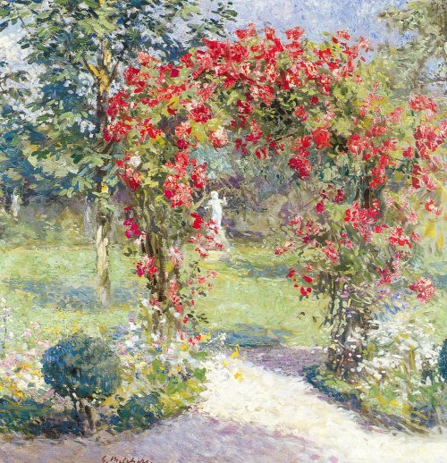  Gari Melchers (1860-1932, American) ~ Crimson Rambler, 1914-15[Source: garimelchers.org]