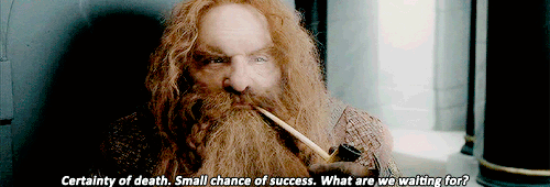 tlotrgifs:  The Lord of the Rings character’s quotes each movie:          