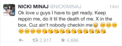 nickimlnaj:privatebarb:What really was the big snub was the ‘Feeling Myself’ video, Nick