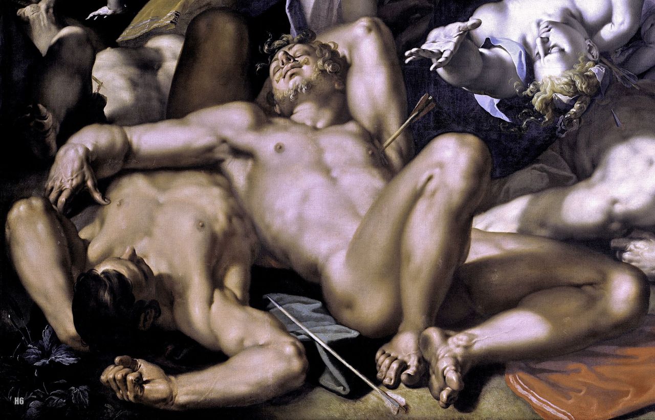 Detail : Apollo and Diana Punishing Niobe by Killing her Children. 1591. Abraham