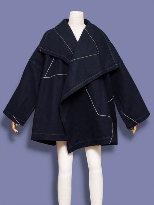 Comme Des Garcons runway asymmetrical wool coat, 1984-1985 Autumn/Winter.