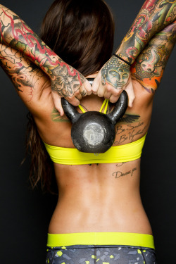 primalfitbody:  Tattoos… Banging body… Kettlebell… I call this love… lol Fitness Motivation / Fitness Blog - Follow for more! 