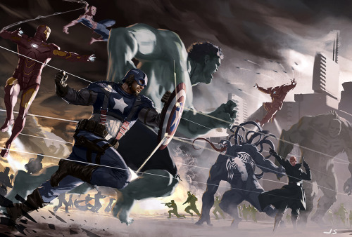 comicsbeforecandy:  Marvel Avengers sketch by dustsplat