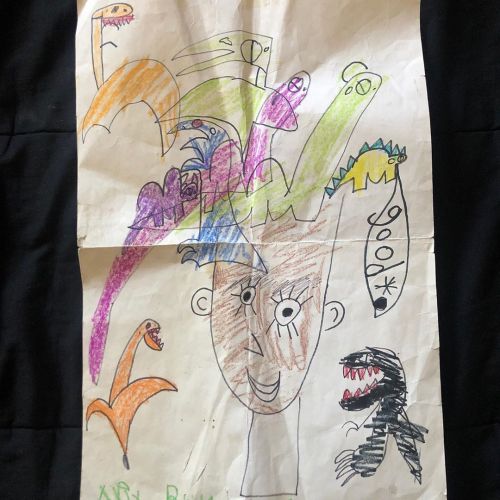 My bro found a picture I drew when I was a little kid, I can’t lie, I was goin brazy with the crayon