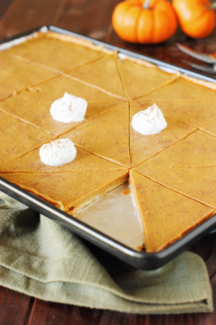 sweetoothgirl:  Pumpkin Slab Pie  