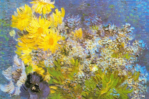 melachalent:  leuc: Van Gogh’s Flowers  Flowers in a Vase, 1887 Vase of lilacs, daisies and anemones, 1887 Vase with Cornflowers and Poppies A Vase of Roses, 1890 Almond Branches in Bloom, 1890 Bowl with Sunflowers, Roses and Other Flowers, 1886