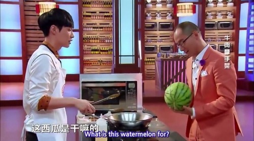 eggpud:  he took a watermelon from the grocery shelves so he cld eat it… 