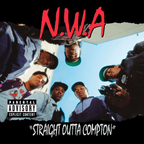 N.W.A ‘Straight Outta Compton’, Ruthless Records, 1988. Art direction by Helane Freeman,