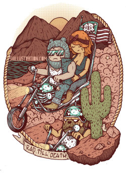 shillustration1:  Adventure Time - Rad Till Death  heres a little commission piece i’ve recently been working on! i haven’t posted to my website in a while as i’m considering an update to the layout and pages! much new stuff to come!