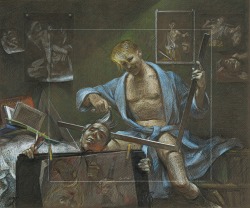 Paul Cadmus (American, 1904-1999), First Study for a Study for a David and Goliath, 1964. Pastel and charcoal on color-treated paper.