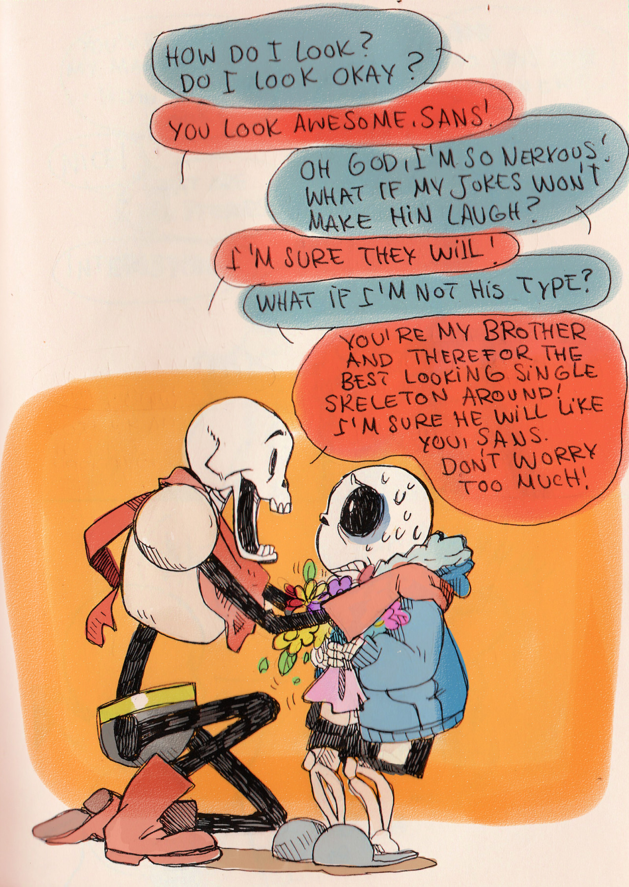 loeffeldraws:  What if Sans is super insecure about dating? You wanted more of tinder