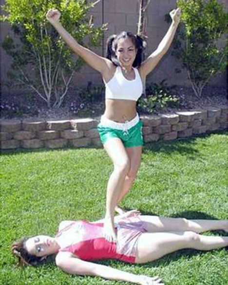 Backyard victory pose adult photos