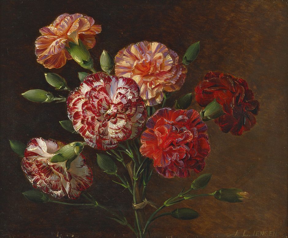art-and-things-of-beauty:  Johan Laurentz Jensen (1800-1956) - Carnations, oil on