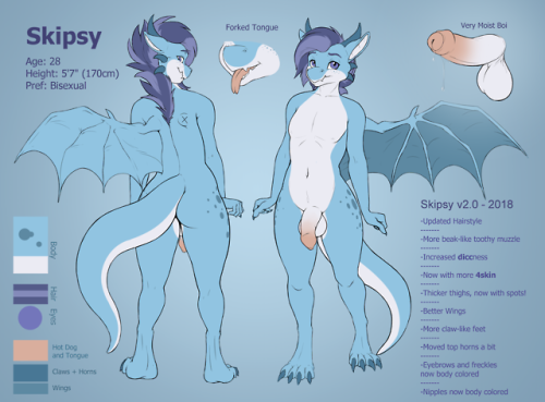 skipsy:  Updated ref sheet of my boi to highlight a few changes   Cutiedergboi~