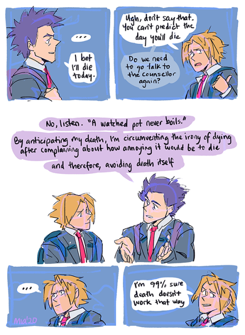 another comic for the “my weird habits stamped onto my favourite bnha characters” series