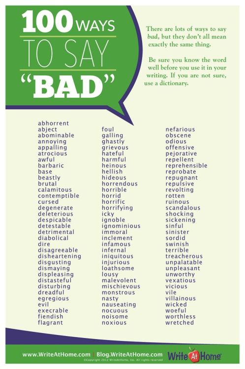 Sex amandaonwriting:  100 ways to say ‘bad’  pictures