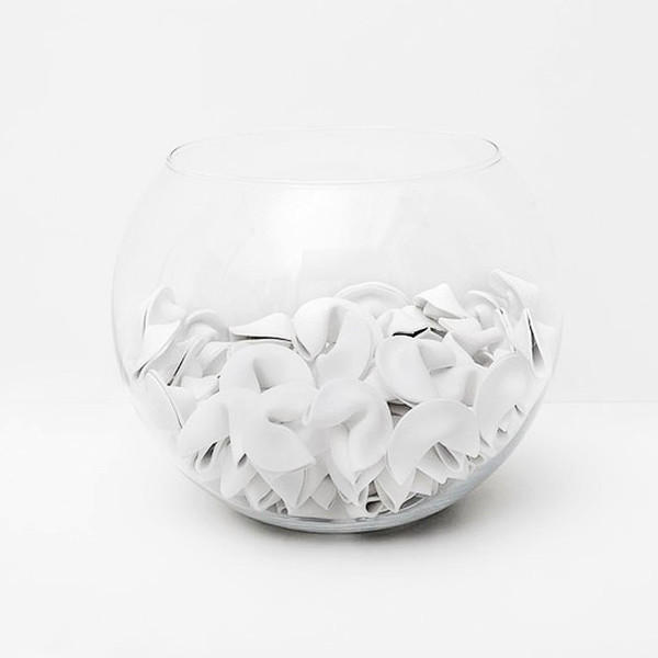 clear-glass:  Porcelain Fortune Cookie 