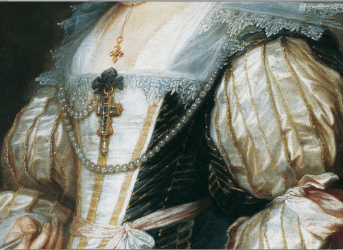 detailsofpaintings:Anthony van Dyck, Portrait of Marie-Louis de Tassisc.1630