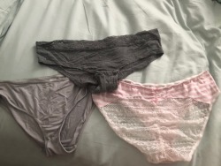 littlekiss126:  littlekiss126:  This is the very last of my panty supply. All others have sold. 20.00 a pair. :) message for info!  The top ones are sold now. Only two left! Don’t worry, I’ll be buying more things soon 😍